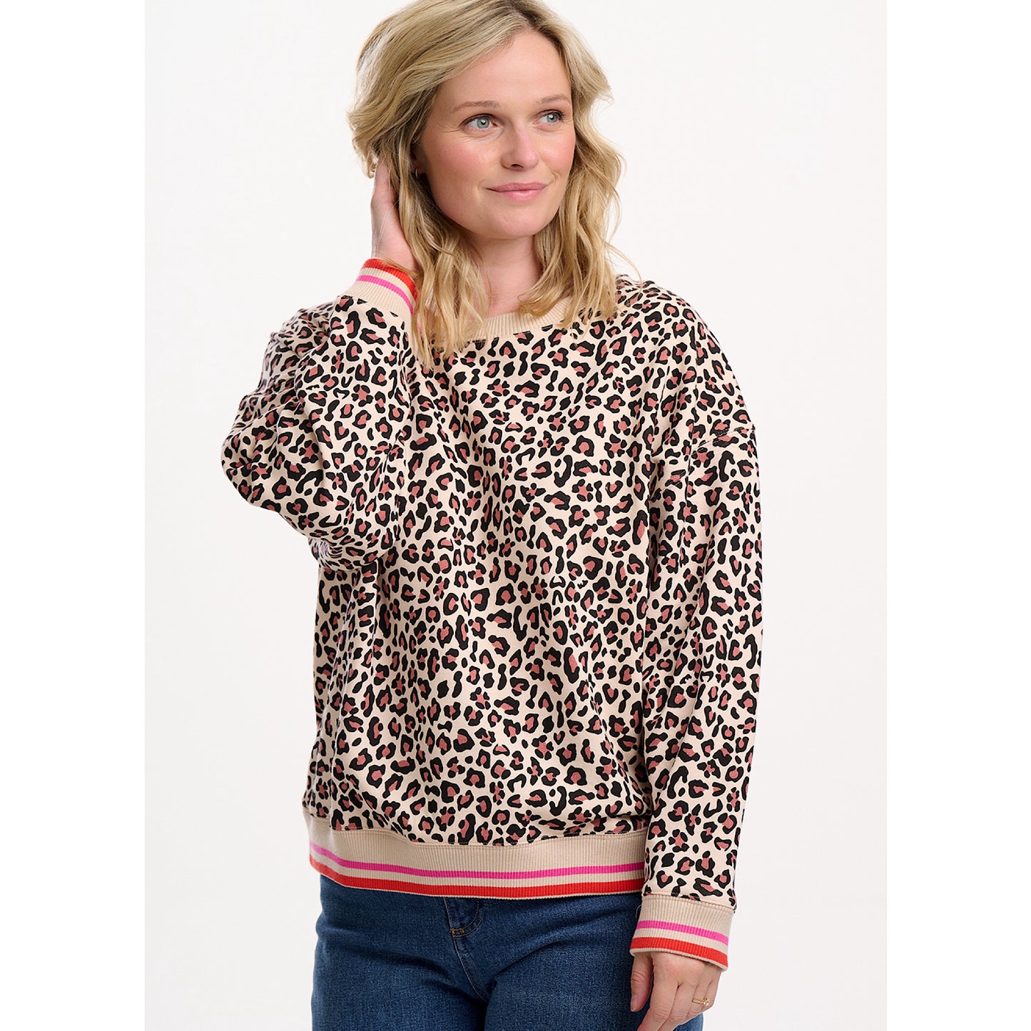 Sugarhill Brighton Eadie Sweatshirt Leopard Retro Stripe
