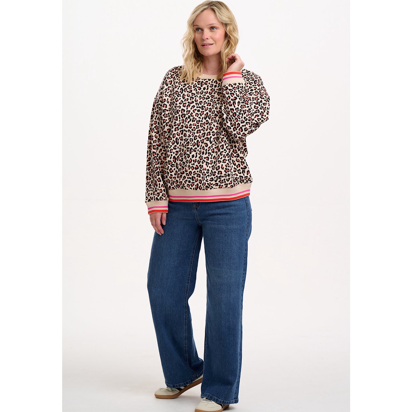Sugarhill Brighton Eadie Sweatshirt Leopard Retro Stripe