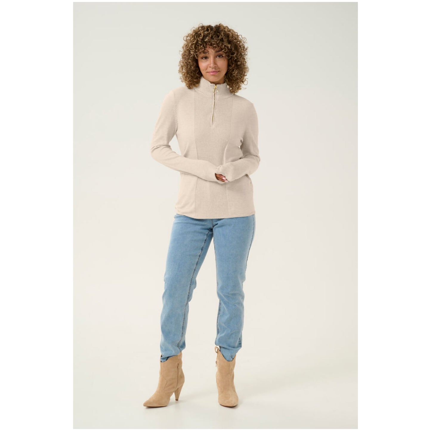 Cream Dela High Neck Pullover