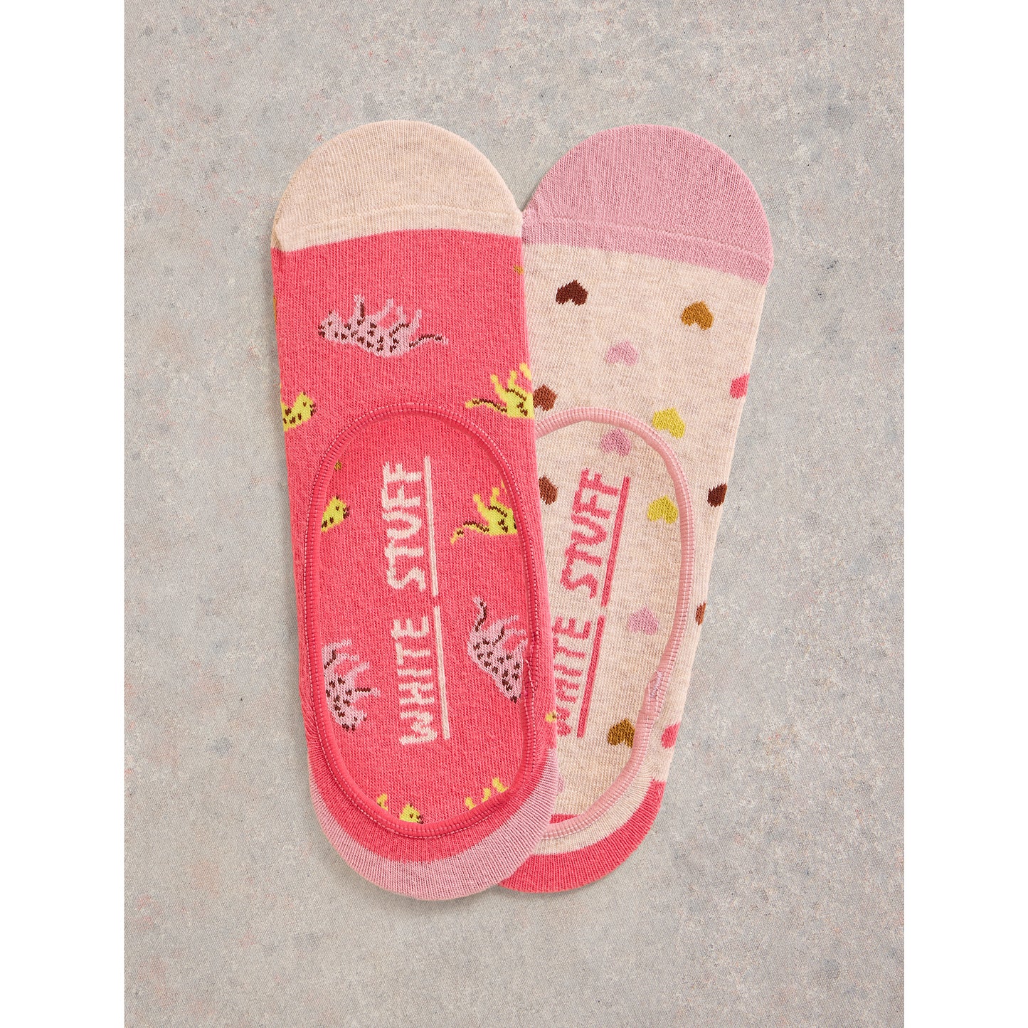 White Stuff 2 Pack Leopard No Show Socks