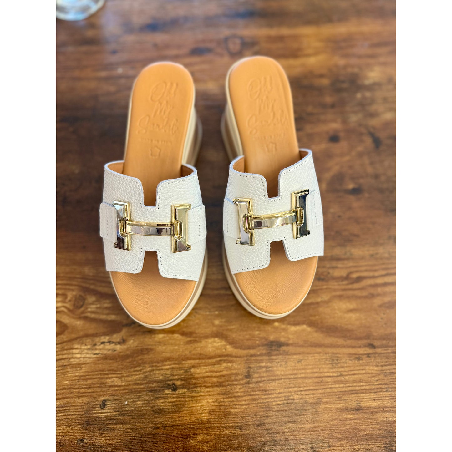 Oh My Sandals Doya Blanco Leather Wedge