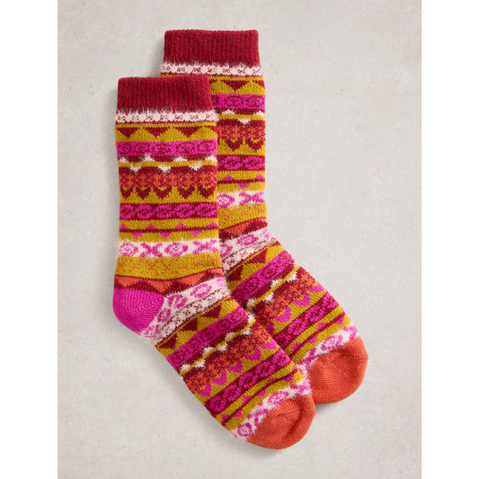 White Stuff Pop Fairisle Cabin Socks