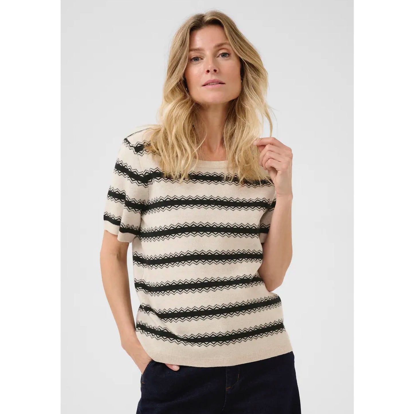 Cream Dela Short Sleeve Top