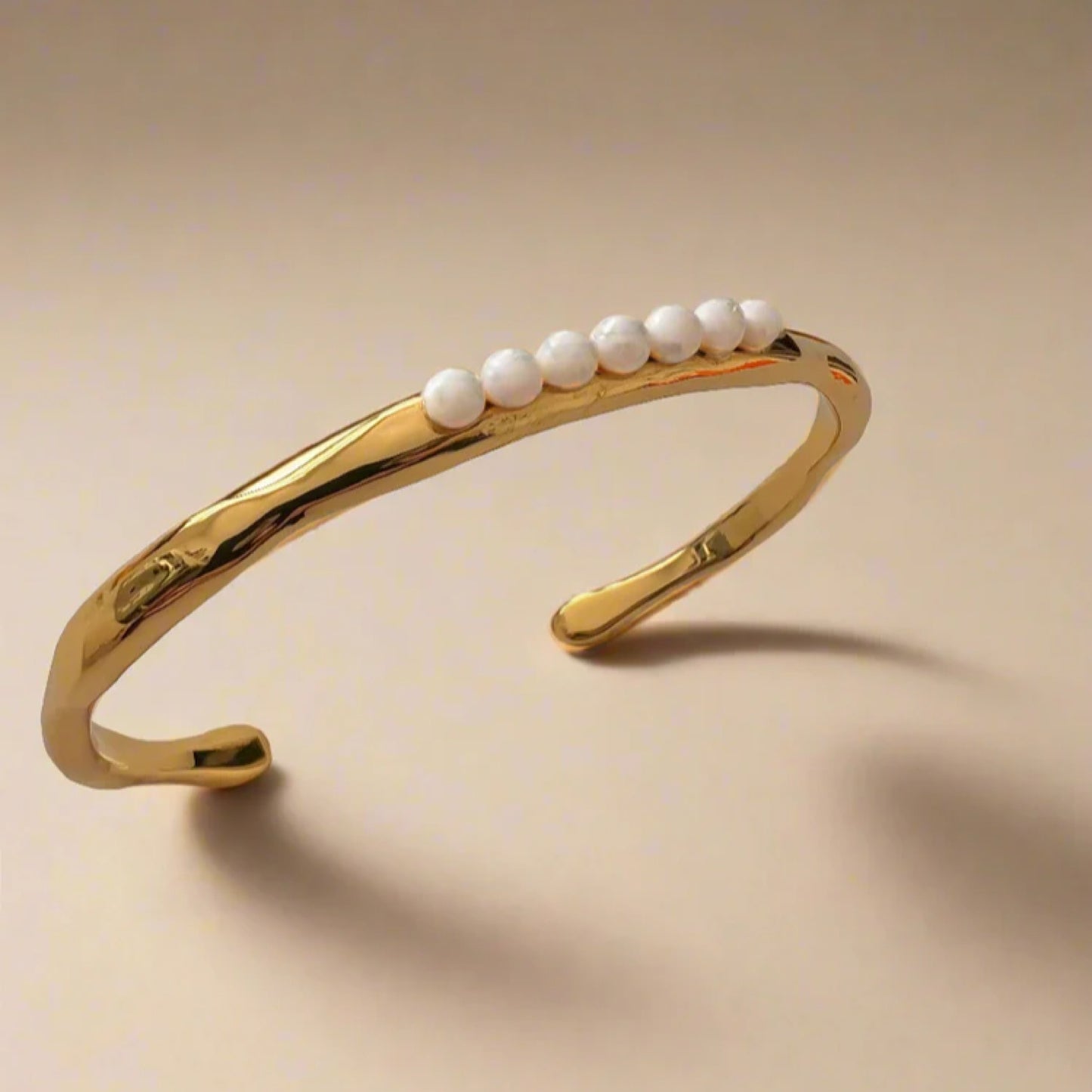 Gold Lunar Pearl Molten Cuff