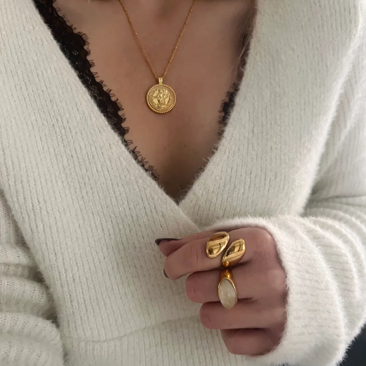 Gold Lunar Auriel Coin Necklace