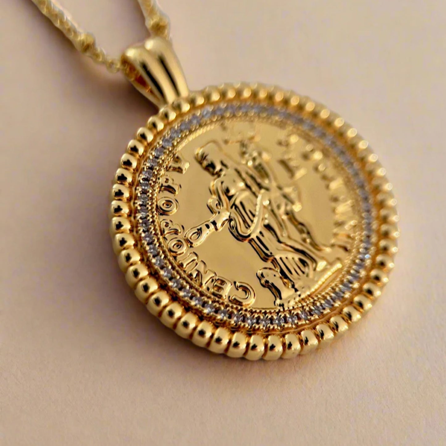 Gold Lunar Auriel Coin Necklace