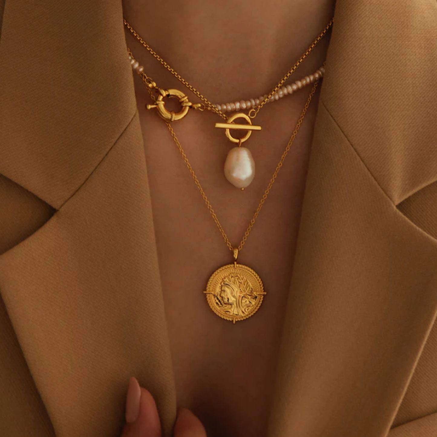 Gold Lunar Liora Coin Necklace
