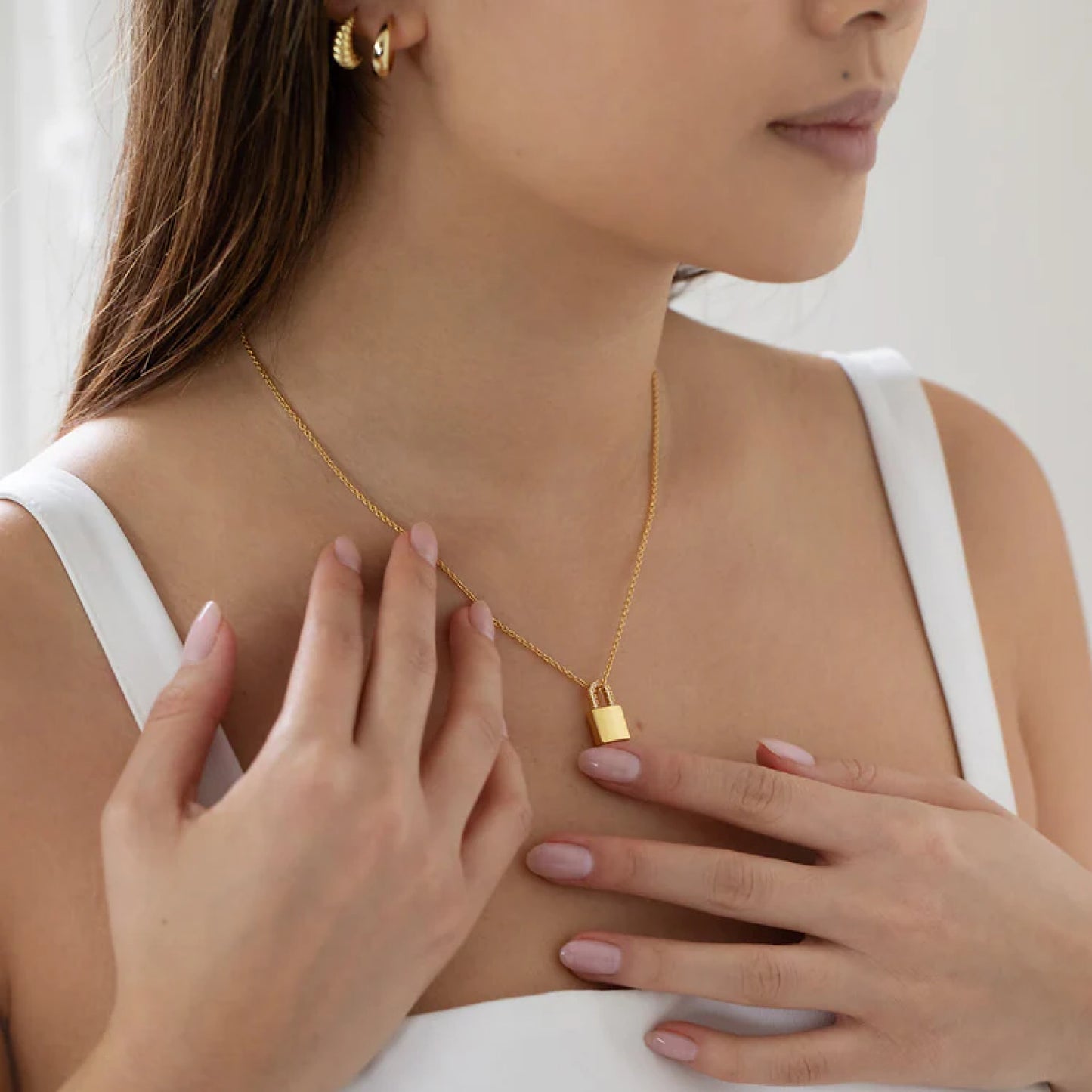 Gold Lunar Padlock Necklace
