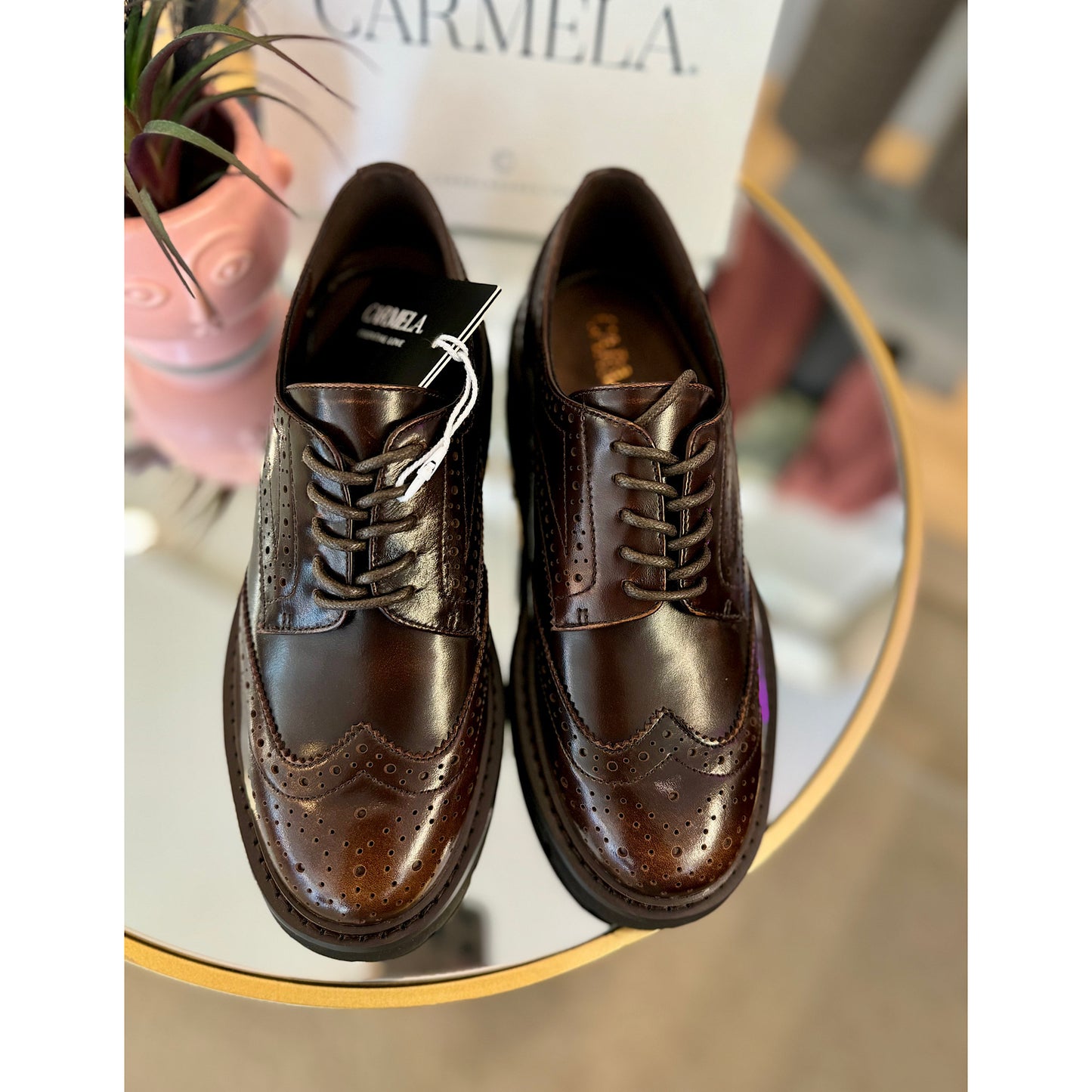 Carmela Chestnut Leather Brogues