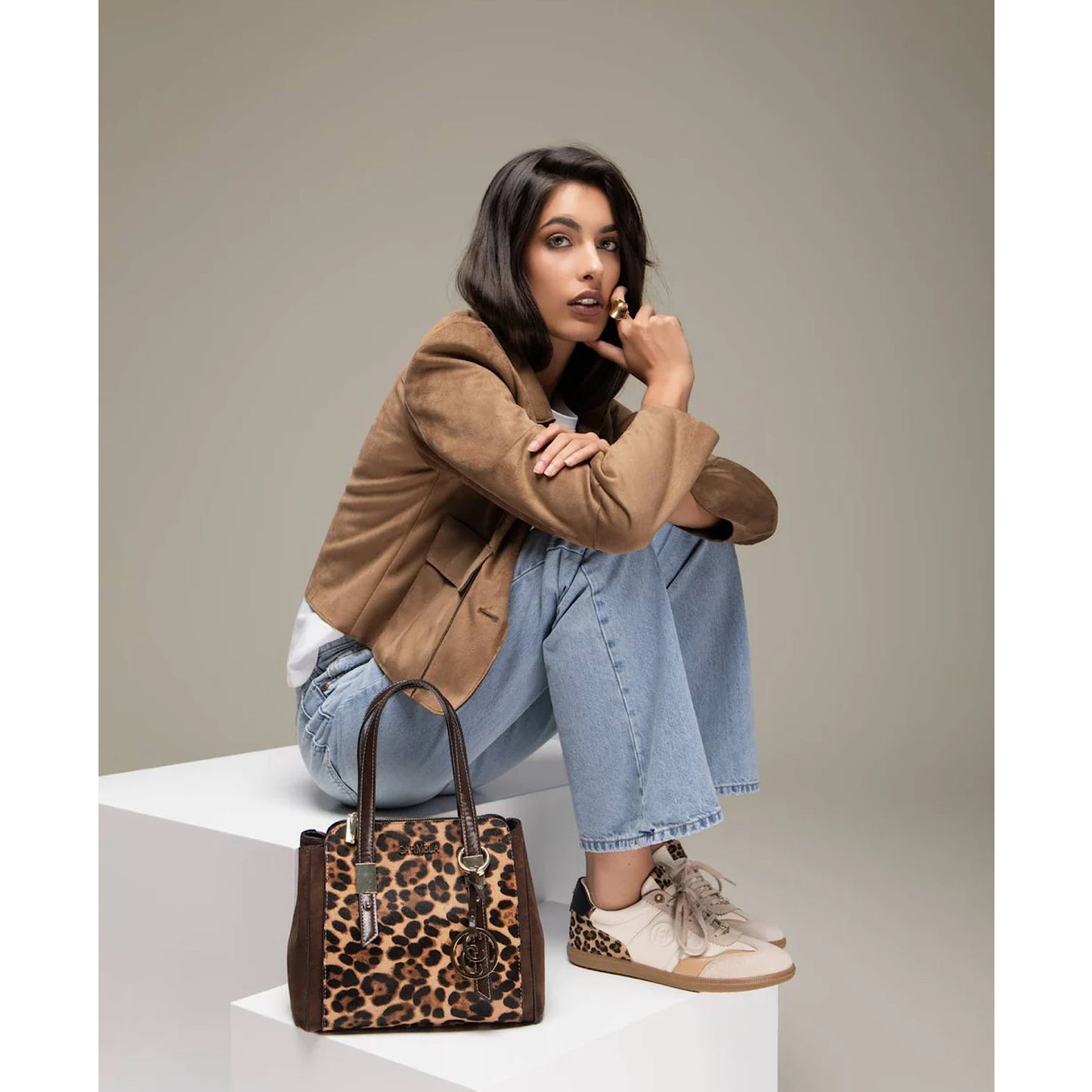 Carmela Leopard Heel Trainers