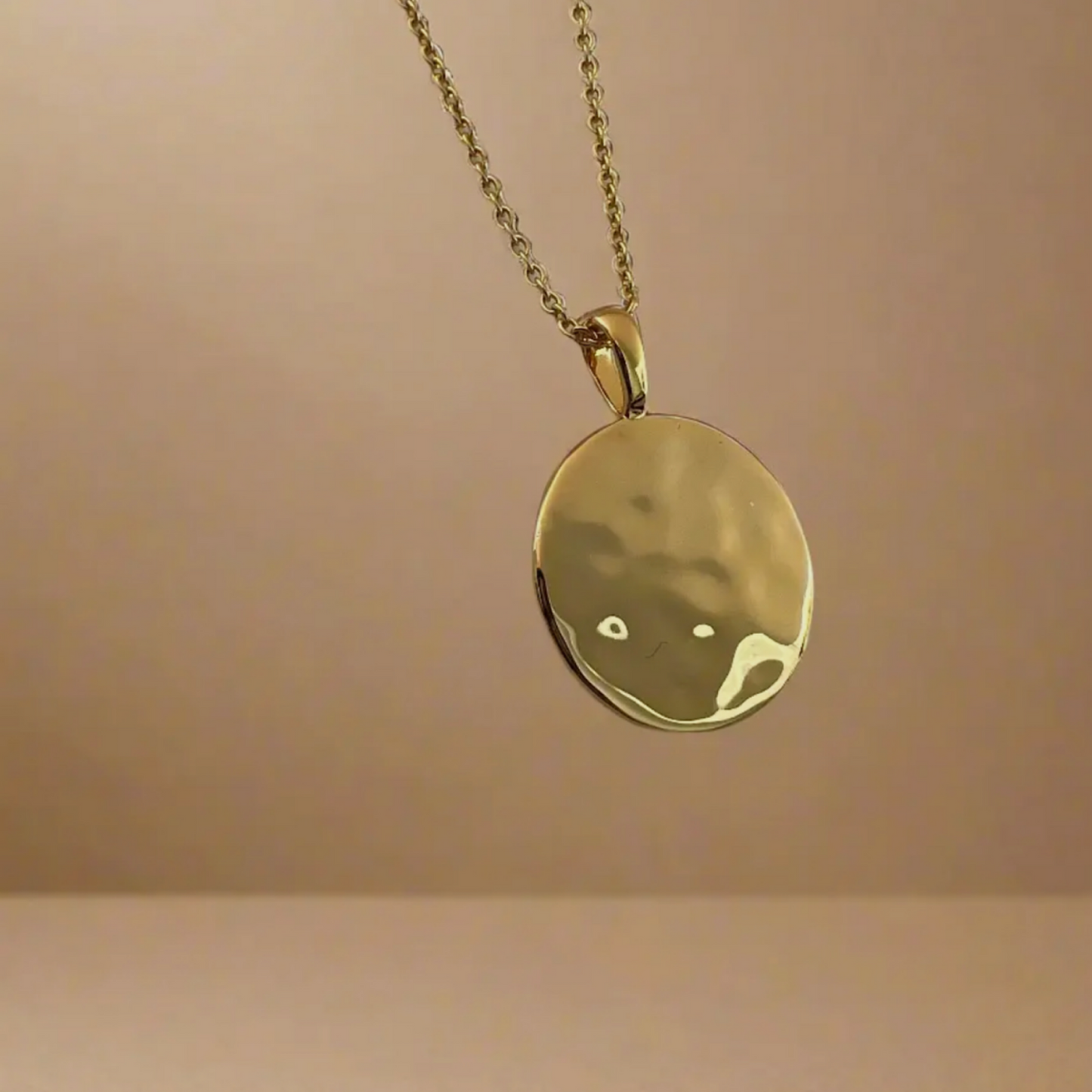 Gold Lunar Molten Disc Necklace