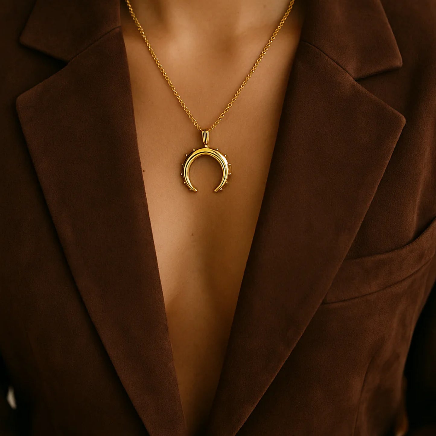 Gold Lunar Crescent Moon Necklace