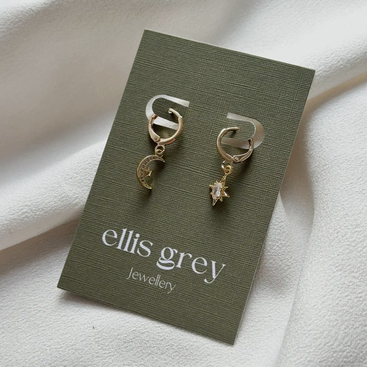 Ellis Grey Star & Moon Huggie Hoop Earrings
