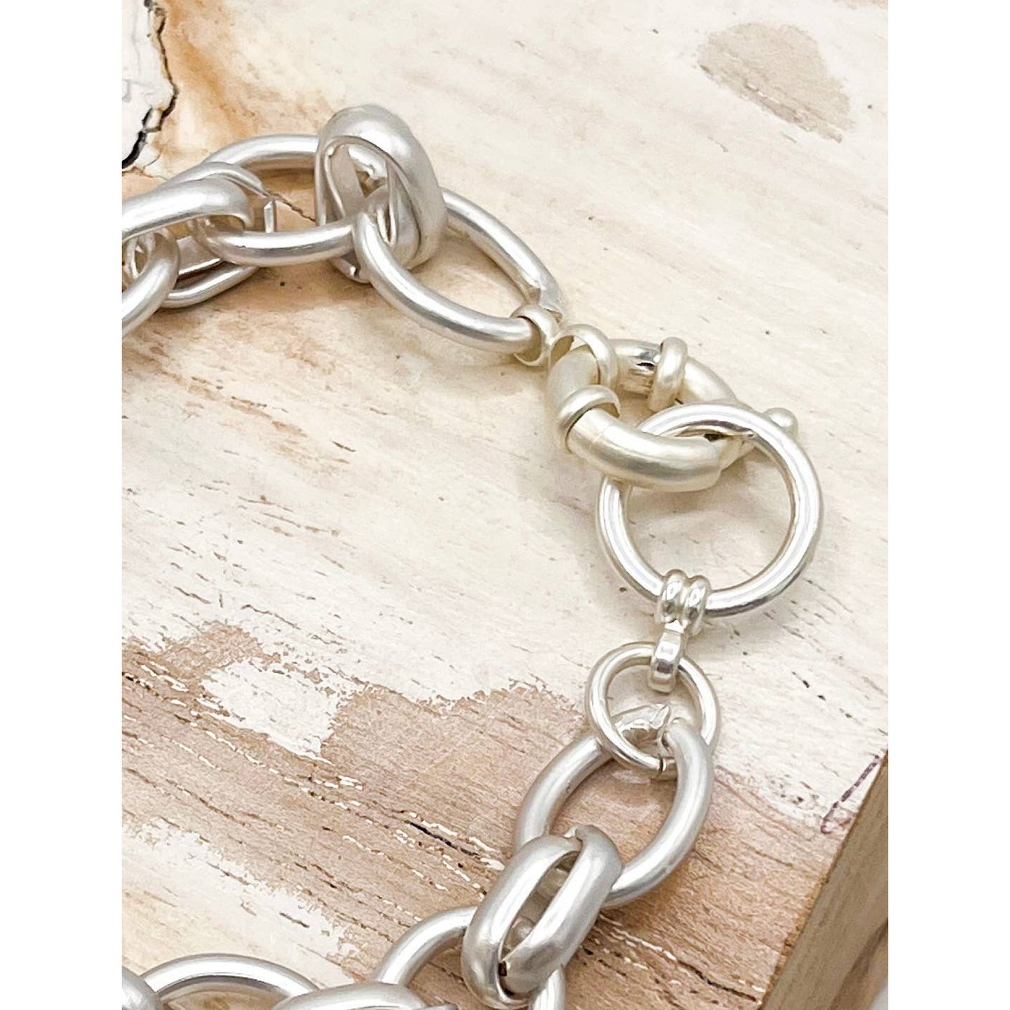 Multi link chain Bracelet Matte Silver