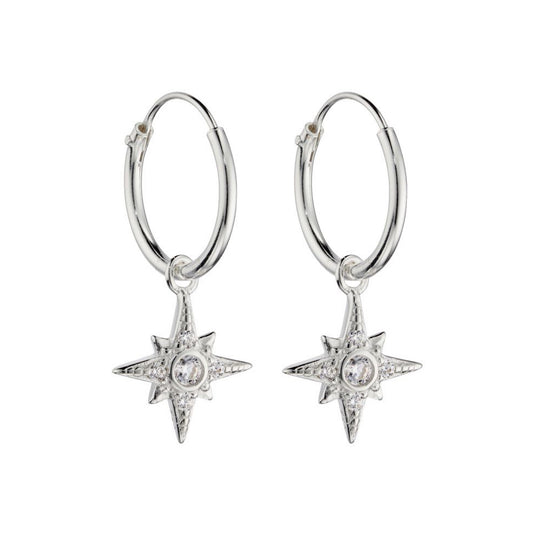 Beginnings Sterling Silver Starburst Huggies