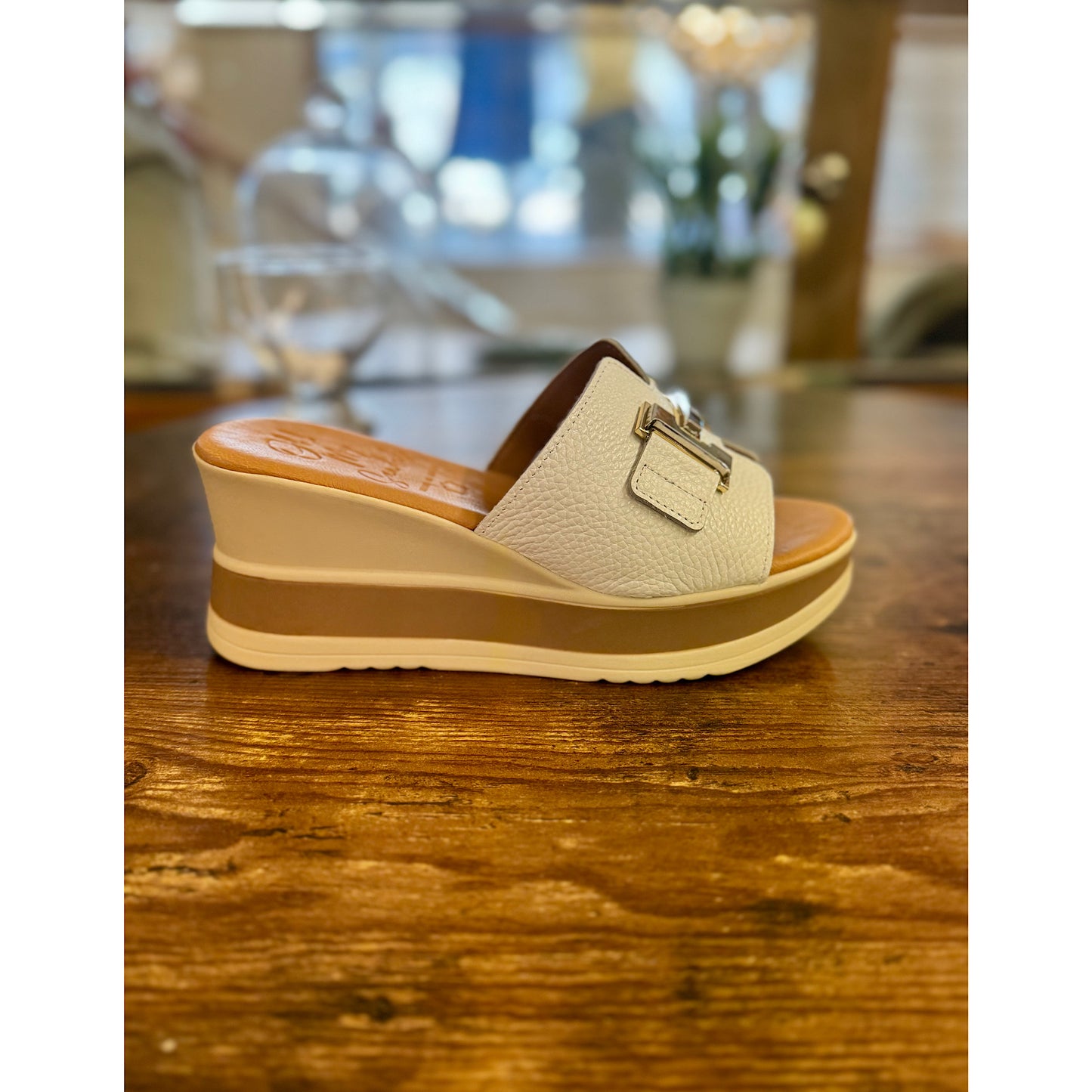 Oh My Sandals Doya Blanco Leather Wedge