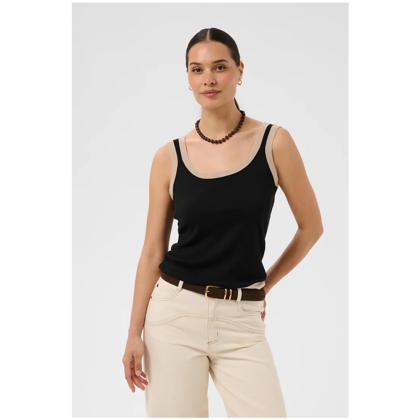 Kaffe Lizza Contrast Knit Top