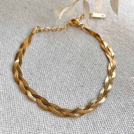 Little Nell Waterproof 18k Gold Plated Braided Bracelet