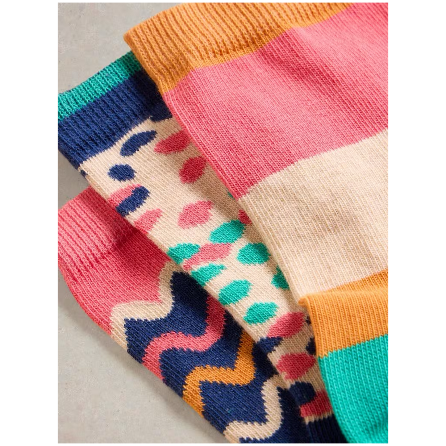 White Stuff Squiggle Ankle Socks 3PK