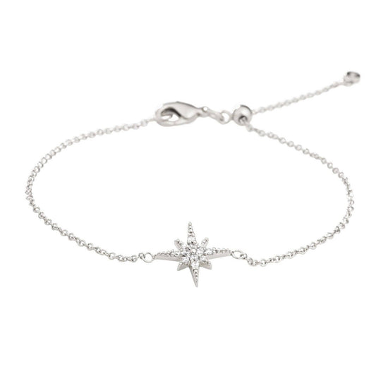 Starburst Bracelet with Slider Clasp: Rhodium Plated