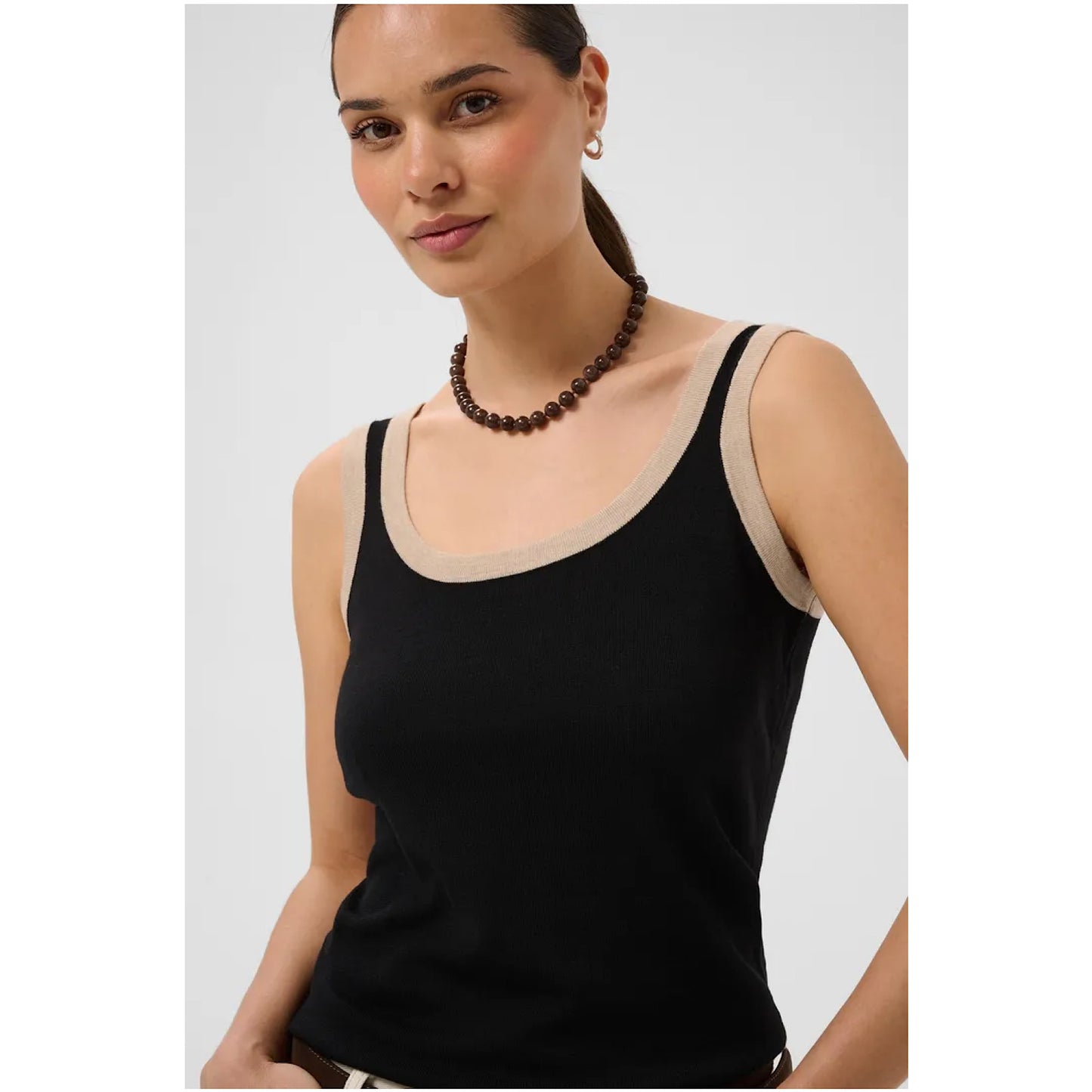 Kaffe Lizza Contrast Knit Top