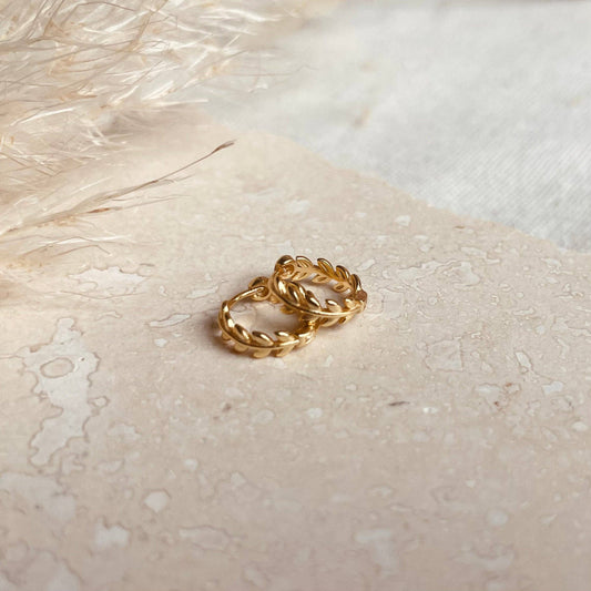 Little Nell Gold Laurel Huggie Hoops