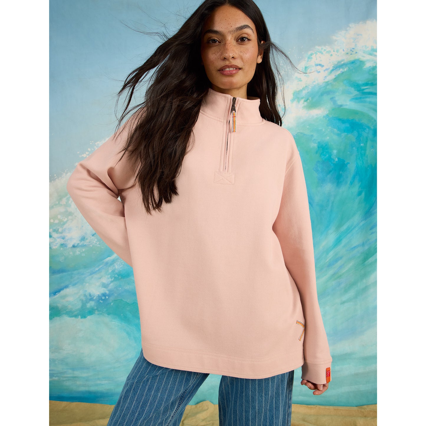 White Stuff Pique Half Zip Sweatshirt