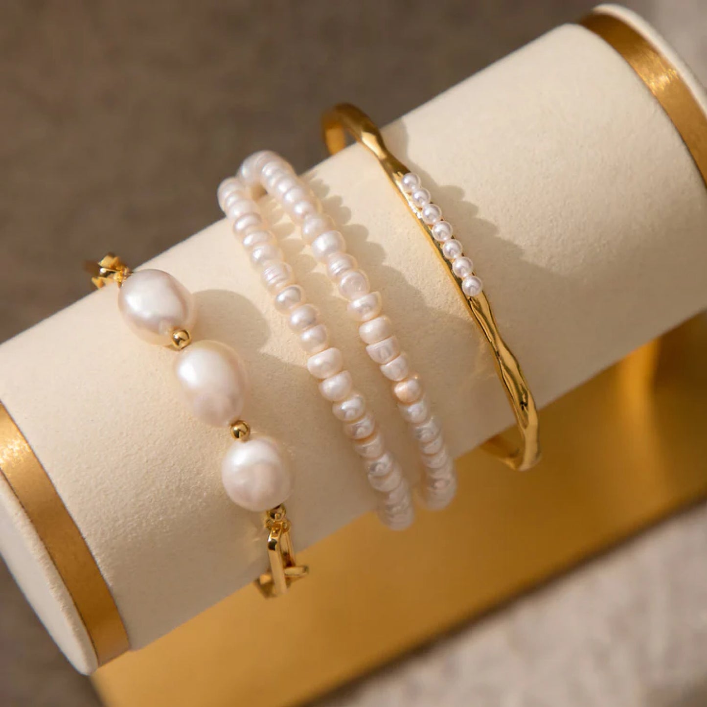 Gold Lunar Pearl Molten Cuff