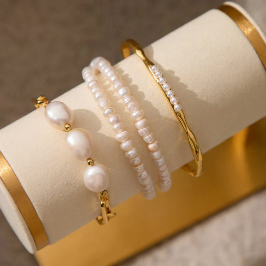 Gold Lunar Pearl Molten Cuff