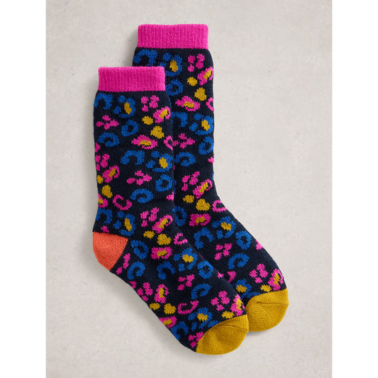 White Stuff Leopard Camo Cabin Socks