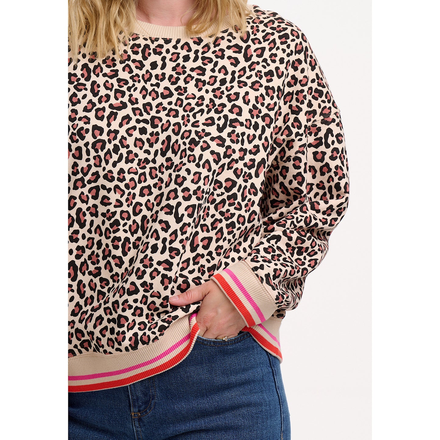 Sugarhill Brighton Eadie Sweatshirt Leopard Retro Stripe