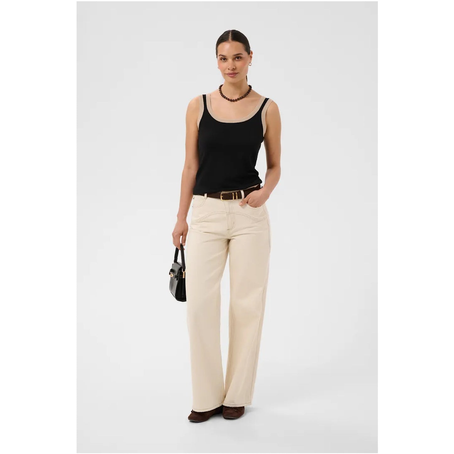 Kaffe Lizza Contrast Knit Top