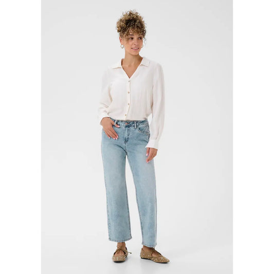 Cream Lisa Straight Cropped Jeans