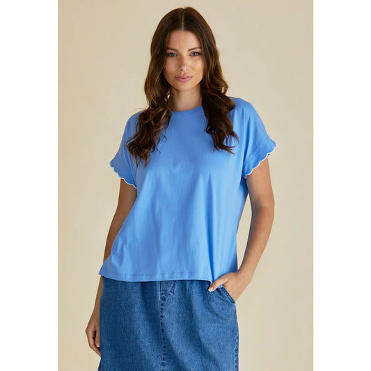 Betty Basics Sloane Scallop T-Shirt Cornflour