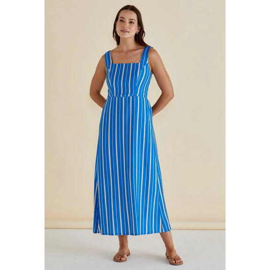 Betty Basics Tegan Midi Dress Blue Stripe