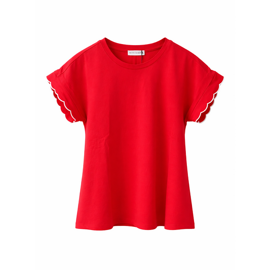 Betty Basics Sloane Scallop T-Shirt Red