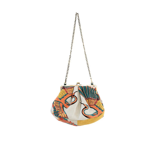 One Hundred Stars Crane Stone Kiss Lock Clutch Bag