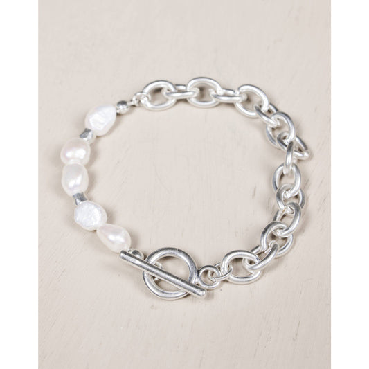 Olia Flora Silver Plated/Baroque Pearl Bracelet