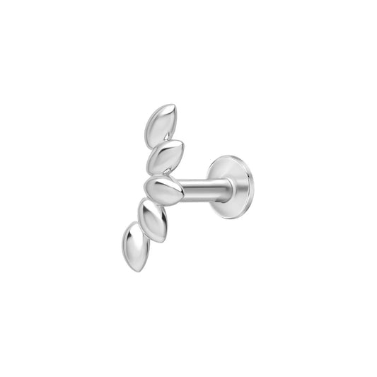 Rhodium Plated Navette Cluster Labret Earring