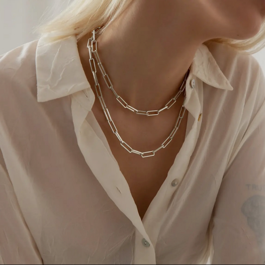 Gold Lunar Silver Plated Paper-link Chain