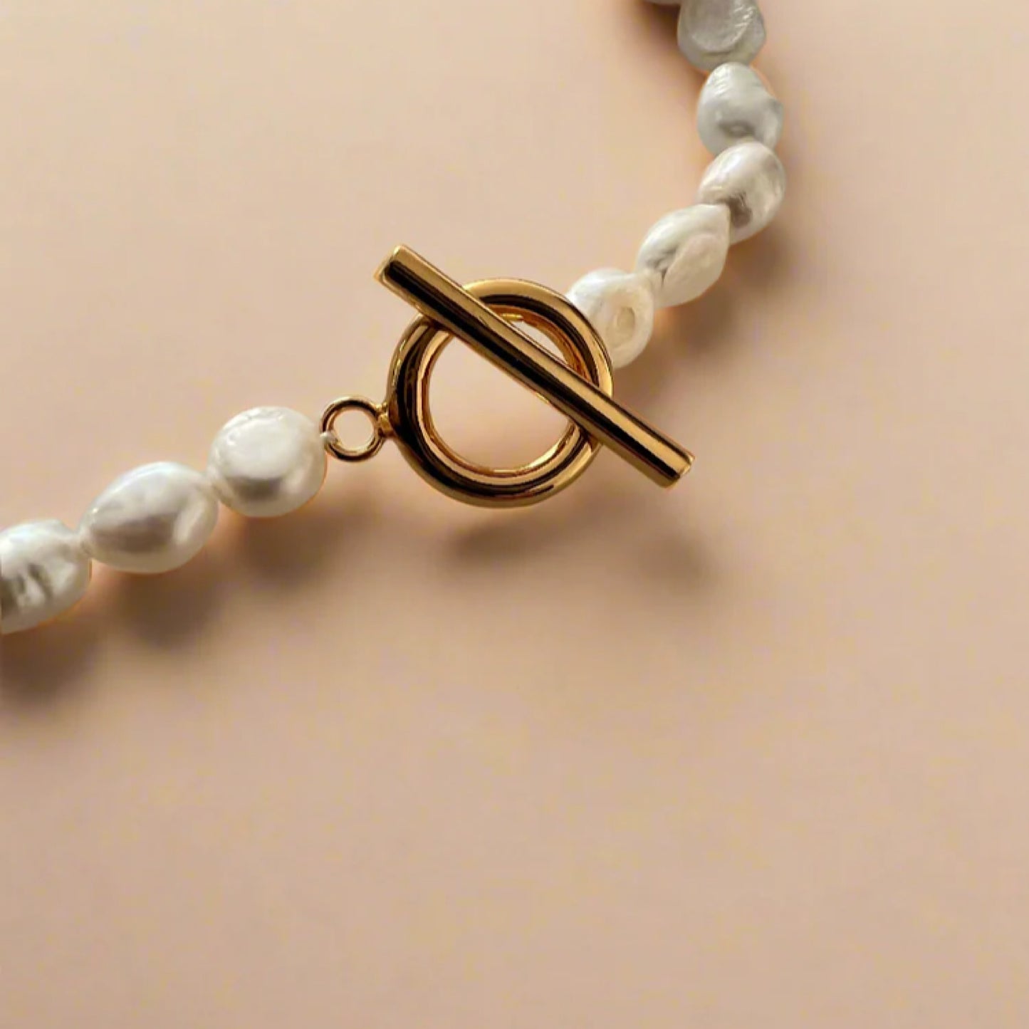 Gold Lunar Baroque And Freshwater Pearl Necklace