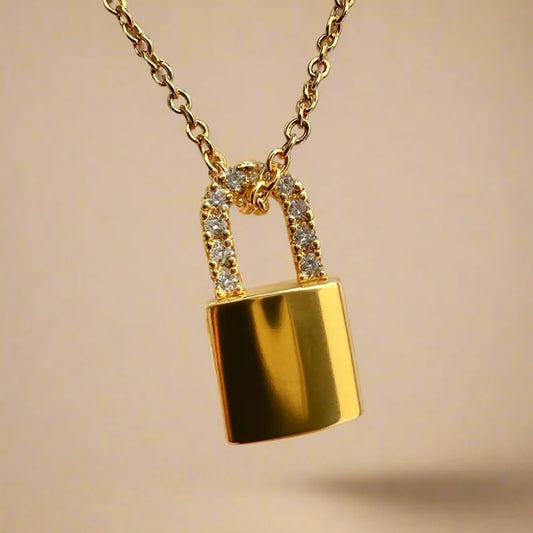 Gold Lunar Padlock Necklace