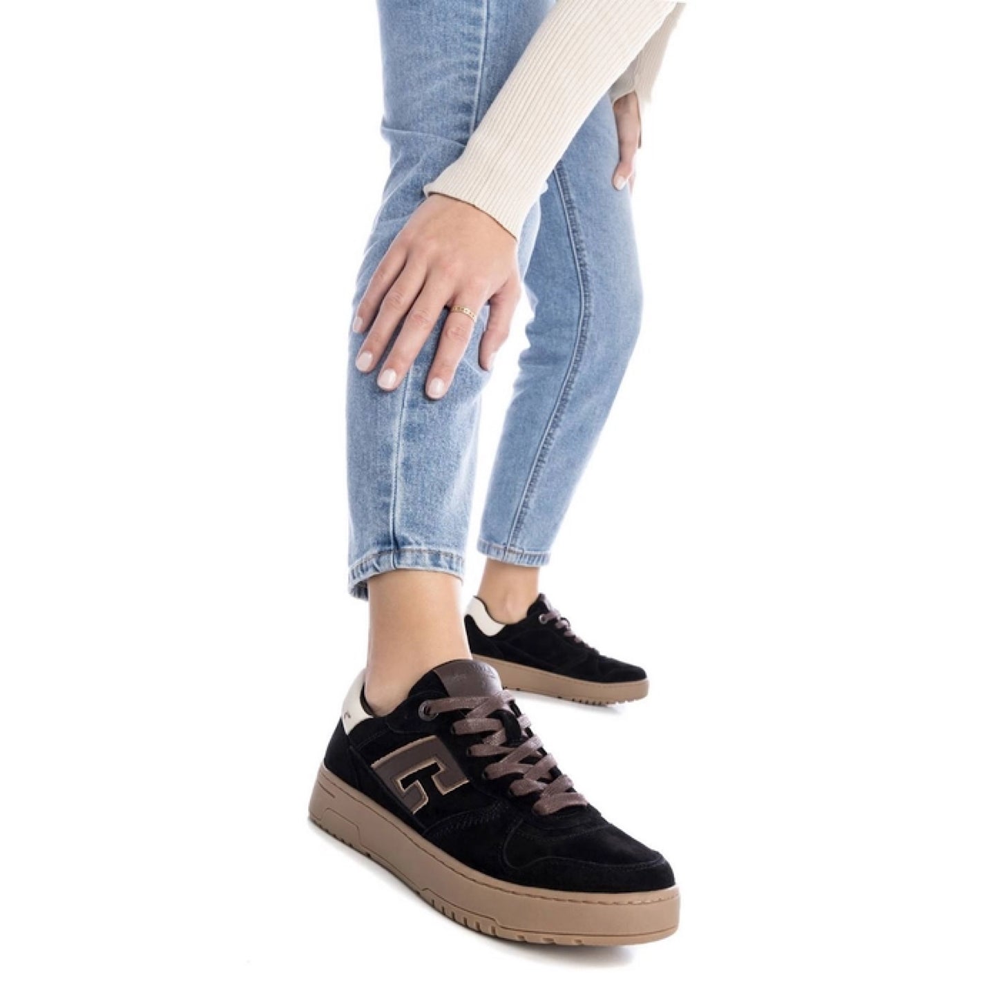 Carmela Black Suede Trainer