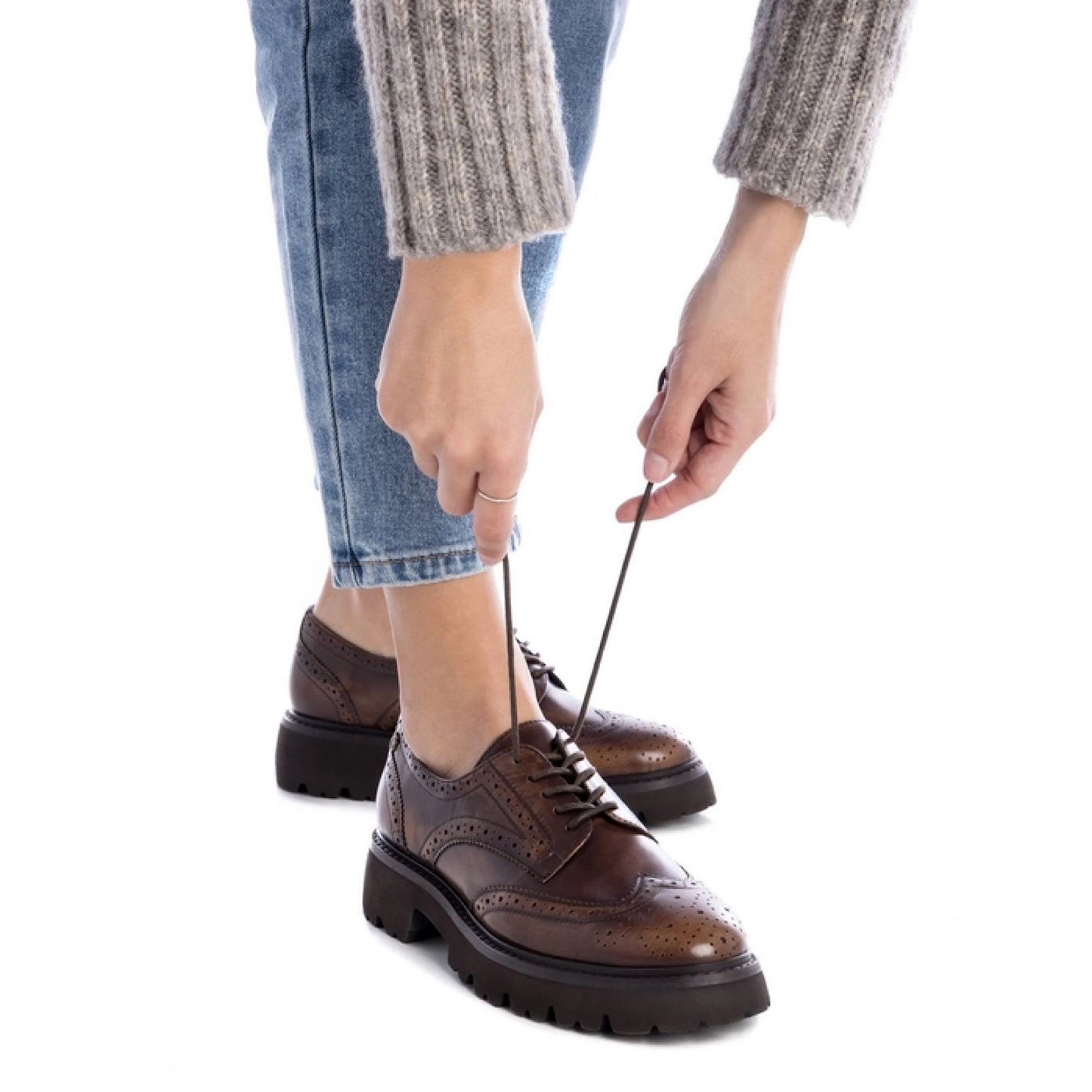 Carmela Chestnut Leather Brogues