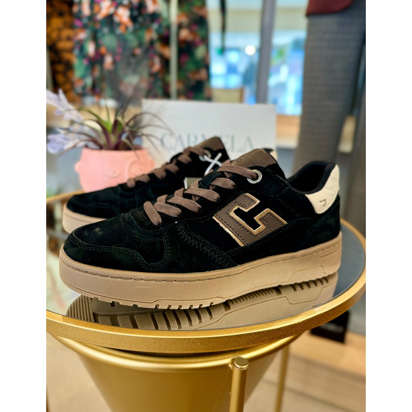 Carmela Black Suede Trainer