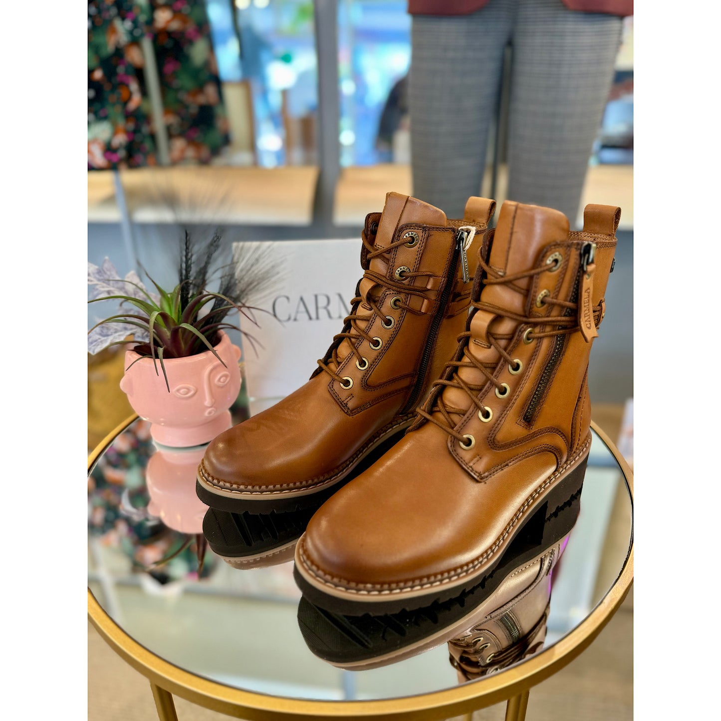 Carmela Camel Leather Boots