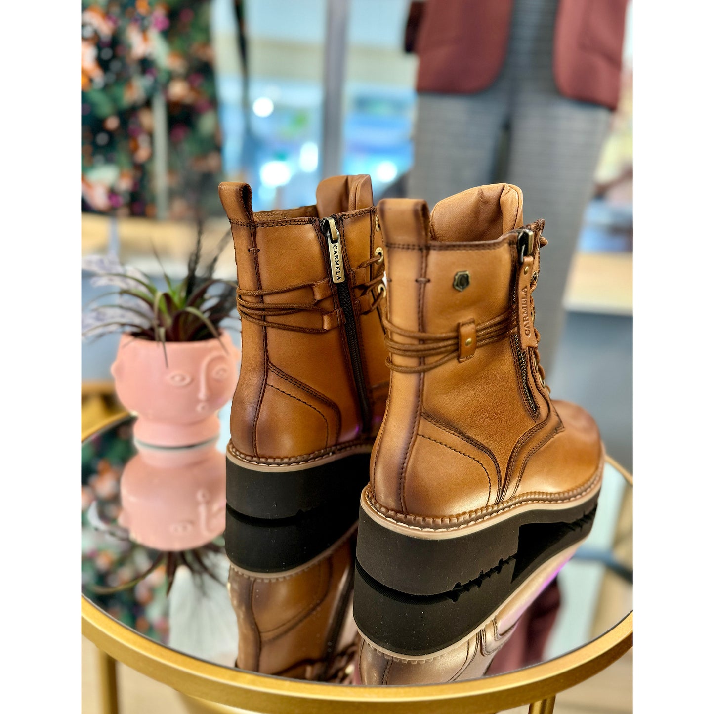 Carmela Camel Leather Boots