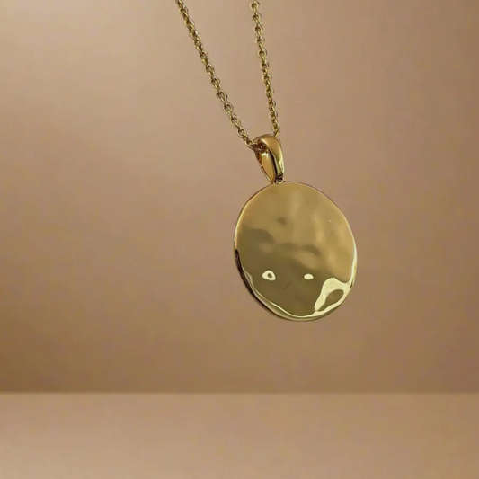 Gold Lunar Molten Disc Necklace