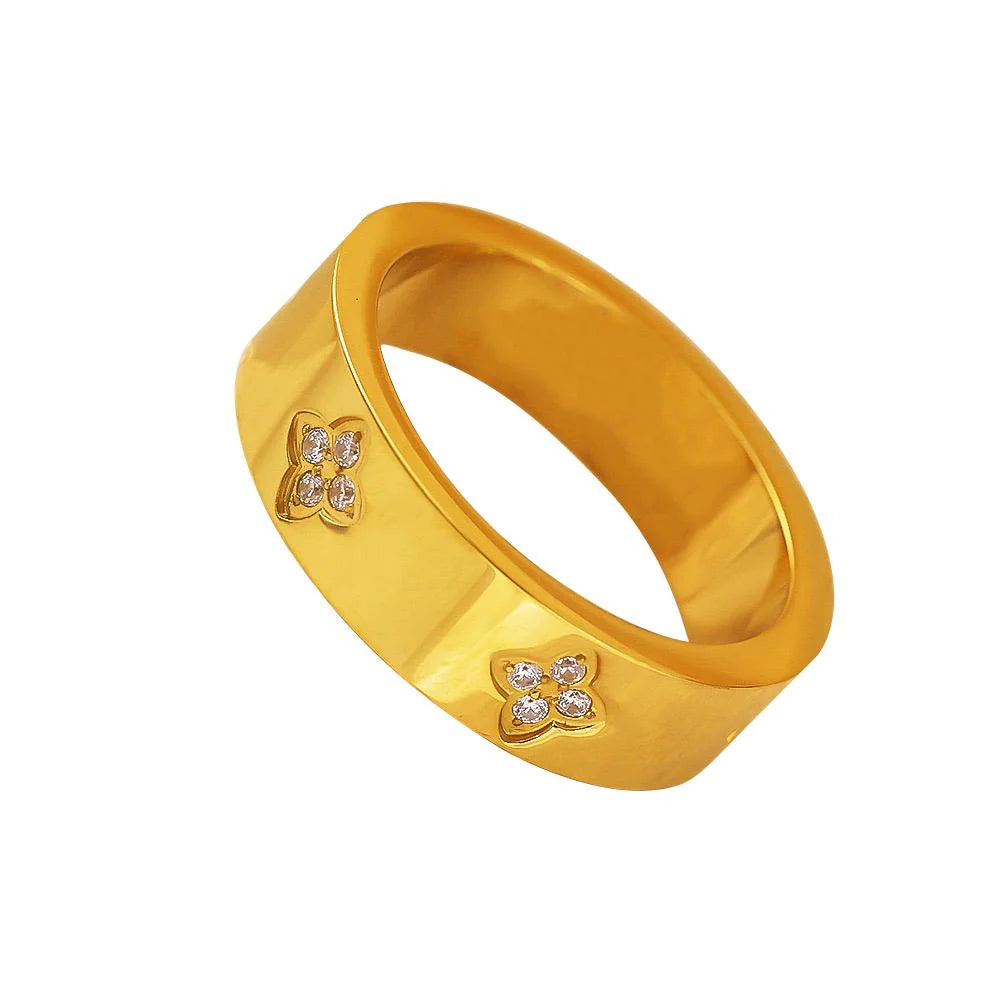 Luxe Tones Avana Gold Plated Clover Ring