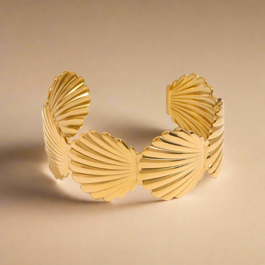Gold Lunar Fan Cuff Bracelet